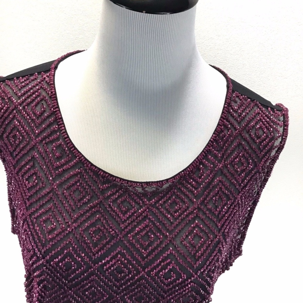 ❌SOLD❌ESCADA Purple Beaded Tank Stretchy Medium - Picture 3 of 8